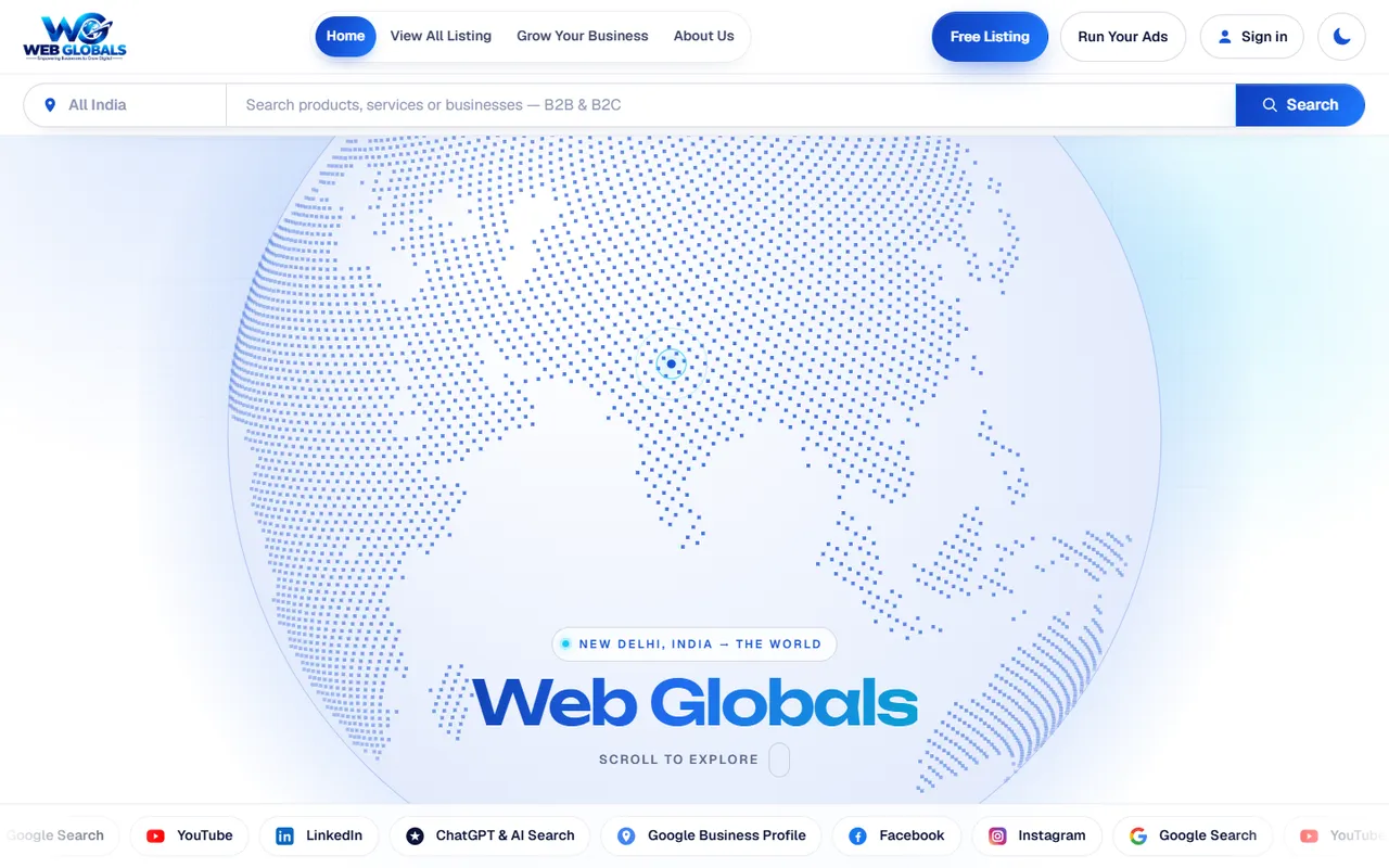 Web Globals website homepage